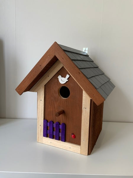 (159) Bills Boxes-Bird House-Brown-Tile-Purple