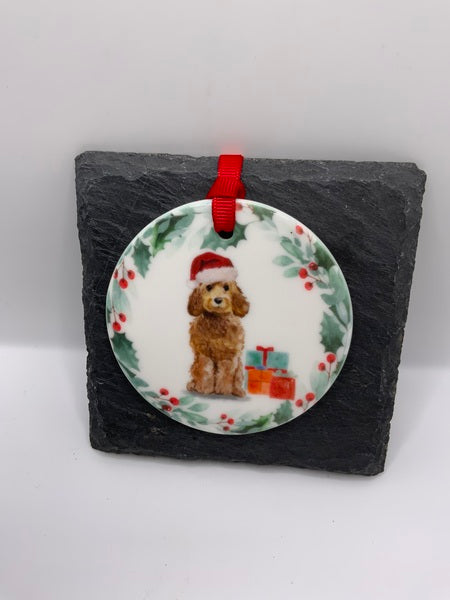 (223) Honey Cockapoo - Dog Christmas Decoration