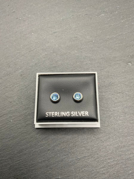(224) Aqua Sterling Silver Studs