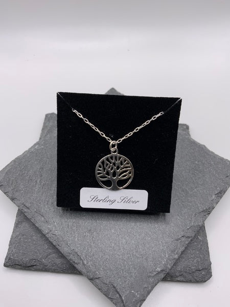 (224) Sterling Silver Large Tree Of Life Necklace