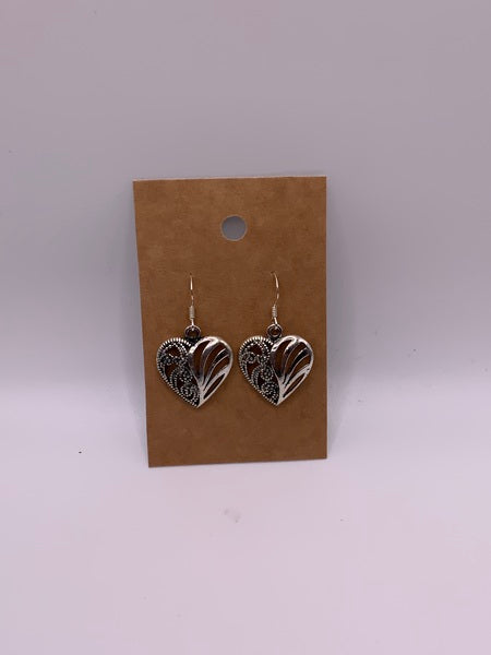 (224) Marcasite Heart - Sterling Silver Earwires