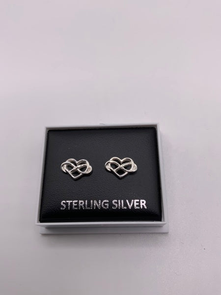 (224) Eternity Heart Sterling Silver Studs