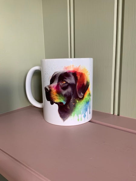 Labrador Dog Mug & Coaster Rainbow Design 2