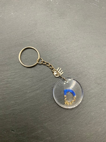 (261) Beach Resin Letter Keyring - D - Clear