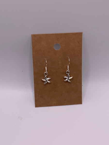 (224) Tiny Starfish Earrings - Sterling Silver Ear Wires