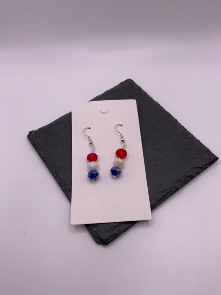 (106) Jubilee Red, White and Blue Earrings