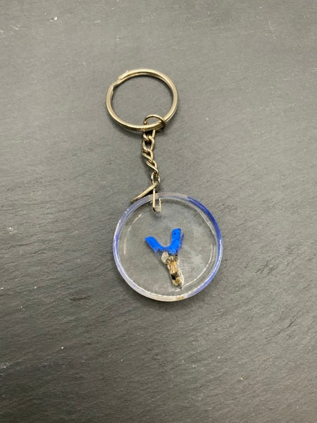 (261) Beach Resin Letter Keyring - Y - Clear