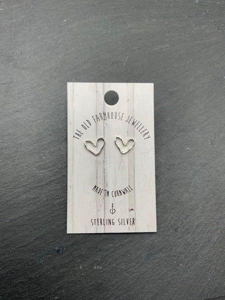 Sterling Silver Mini Studs - Small Wire Heart