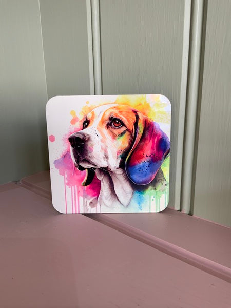 Beagle Dog Mug & Coaster Rainbow Design 1