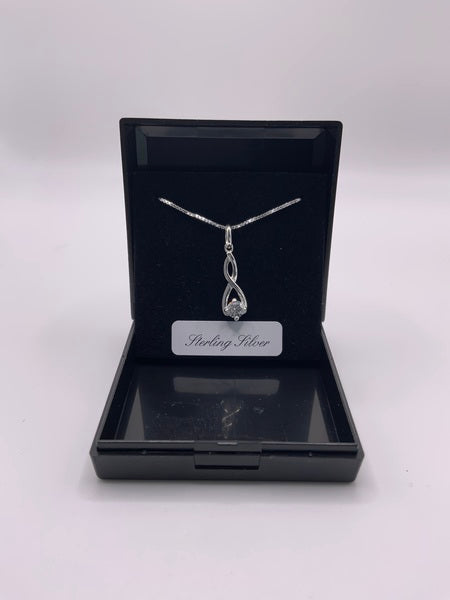 (224) CZ Entwinded Twist Sterling Silver Necklace