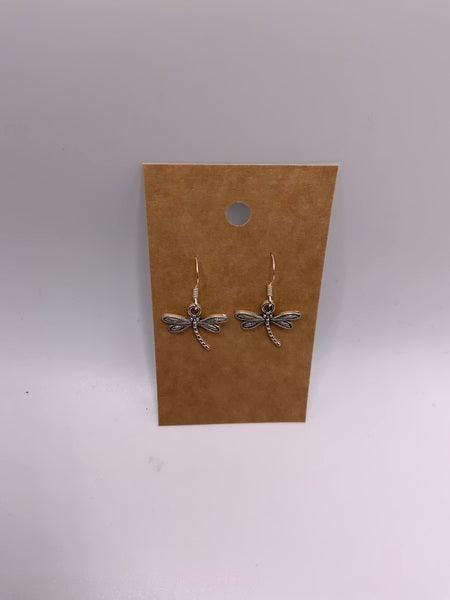 (224) Rounded Dragonfly - Sterling Silver Earwires
