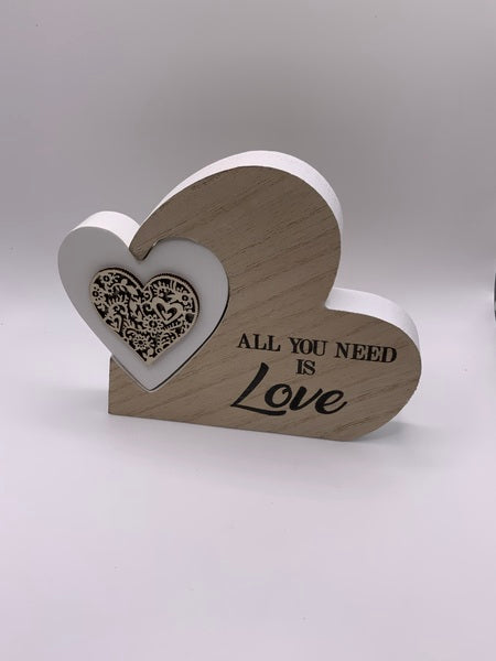All You Need Is Love Wooden Heart
