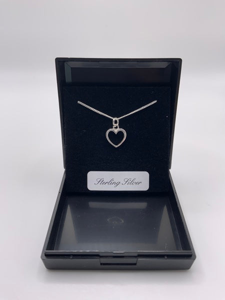 (224) Heart Outline Sterling Silver Necklace