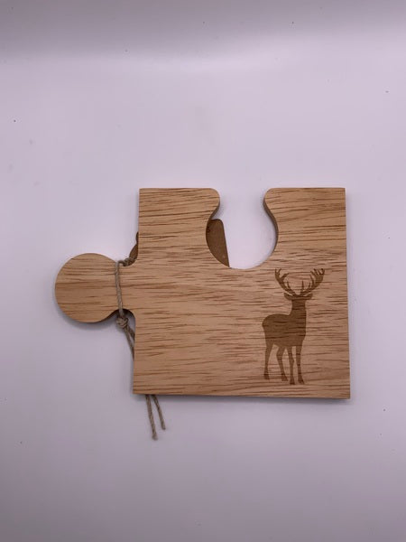 (223) Stag Wooden Coaster Puzzle Piece