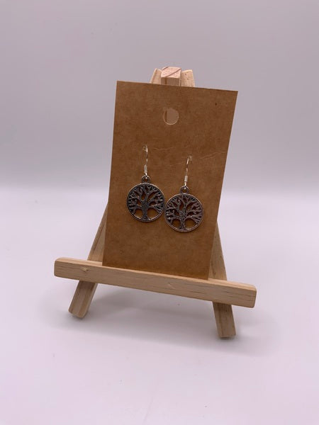 (224) Tree Circles Earrings - Sterling Silver Ear Wires