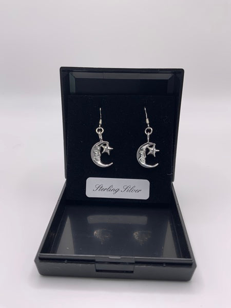 (224) Moon & Star Sterling Silver Earrings