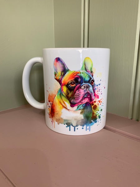 French Bulldog Dog Mug & Coaster Rainbow Design 4