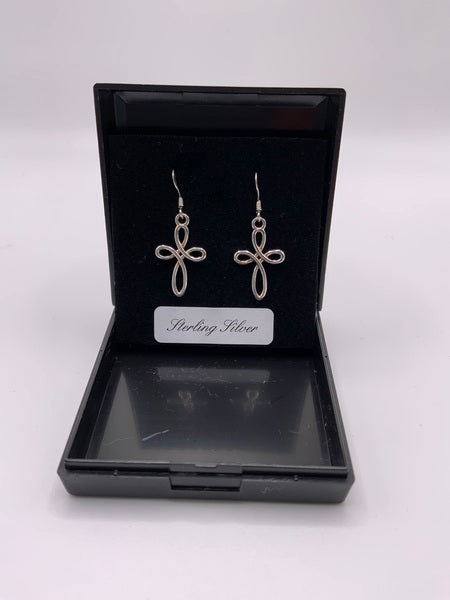 (224) Cross Sterling Silver Earrings