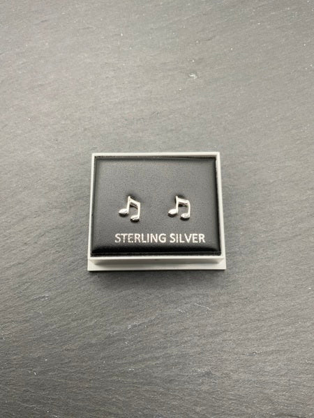 (224) Music Note Sterling Silver Studs