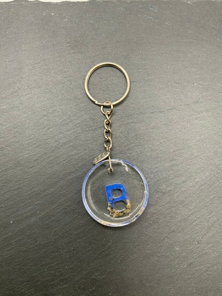 (261) Beach Resin Letter Keyring - B - Clear