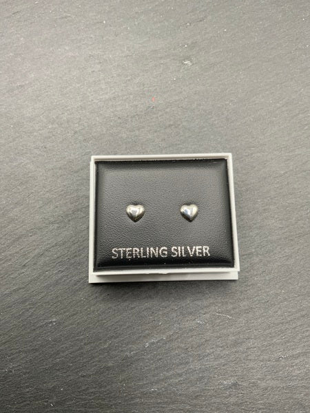 (224) Puffed Heart Sterling Silver Studs