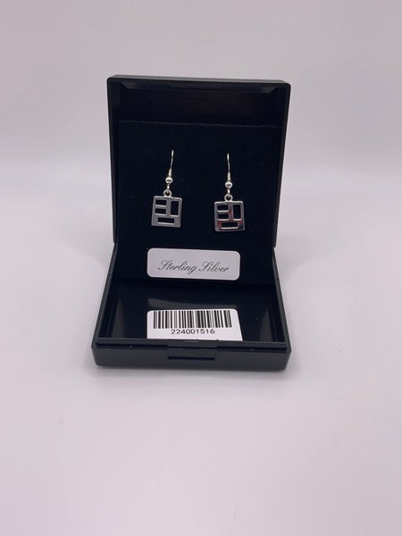 (224) Sterling Silver Geometric Square Earrings