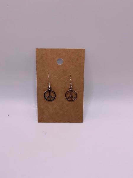 (224) Peace Sign - Sterling Silver Earwires
