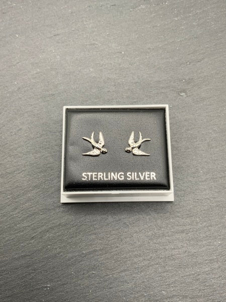 (224) Swallows Sterling Silver Studs