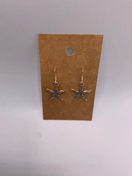 (224) Pointy Starfish - Sterling Silver Earwires