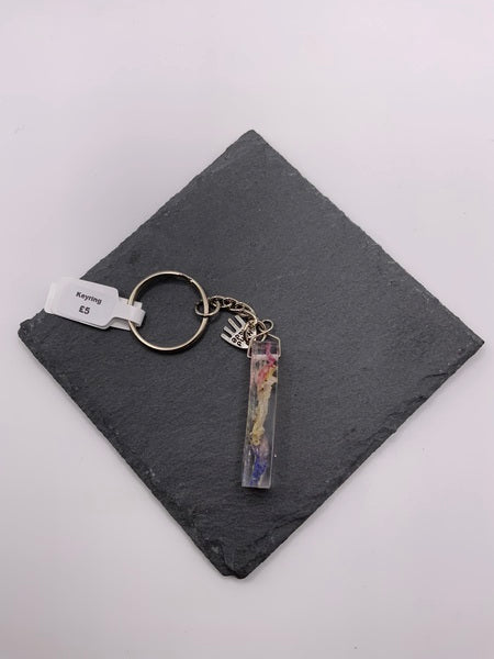 (261) I Floral Resin Lettered Keyring