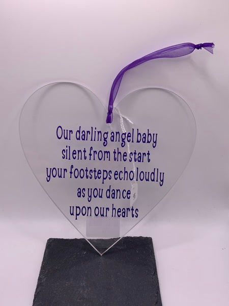 (108) Angel Baby Acrylic Heart Purple