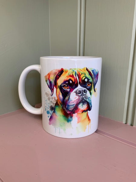 Boxer Dog Mug & Coaster Rainbow Design 2