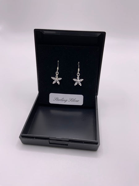 (224) CZ Flower Sterling Silver Earrings