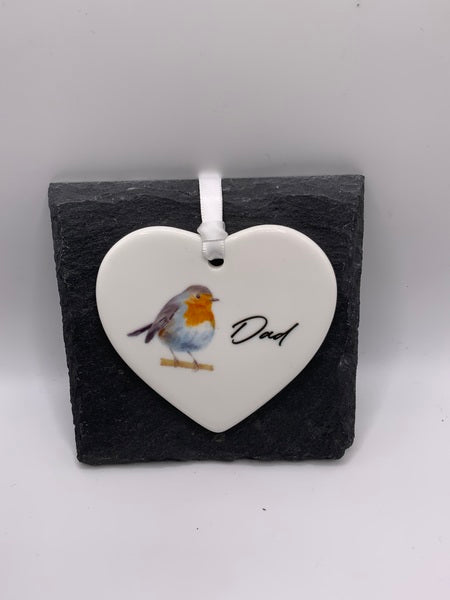 (223) Robin Dad Ceramic Heart