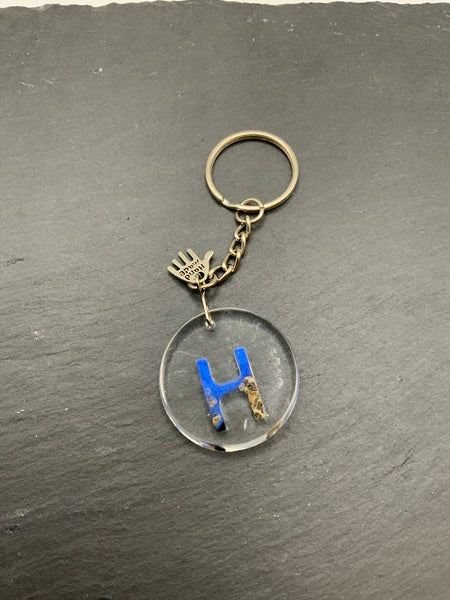 (261) Beach Resin Letter Keyring - H - Clear