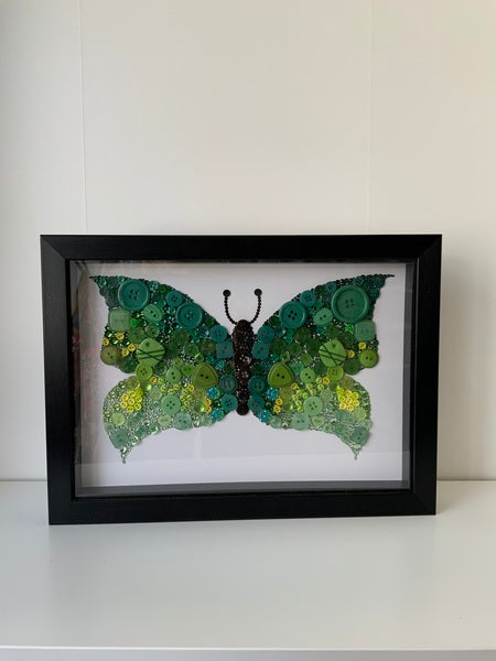 (107) Butterfly Button Art Frame