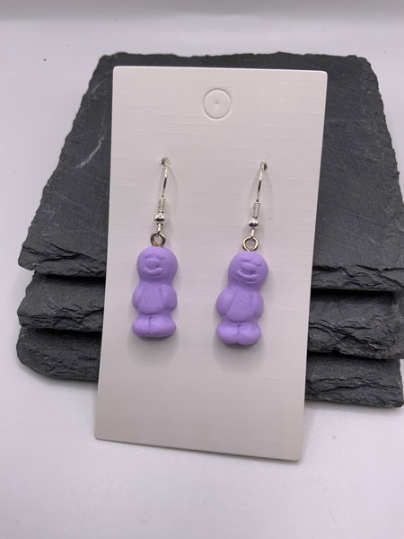 (106) Purple Person Earrings