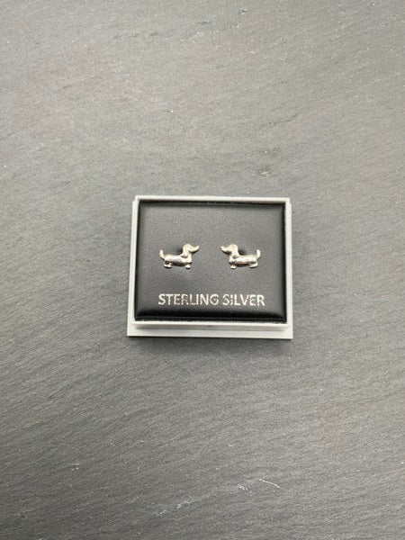 (224) Sausage Dog Sterling Silver Studs