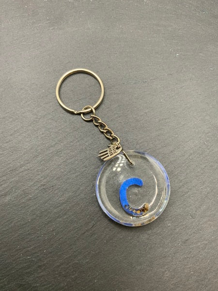 (261) Beach Resin Letter Keyring - C - Clear