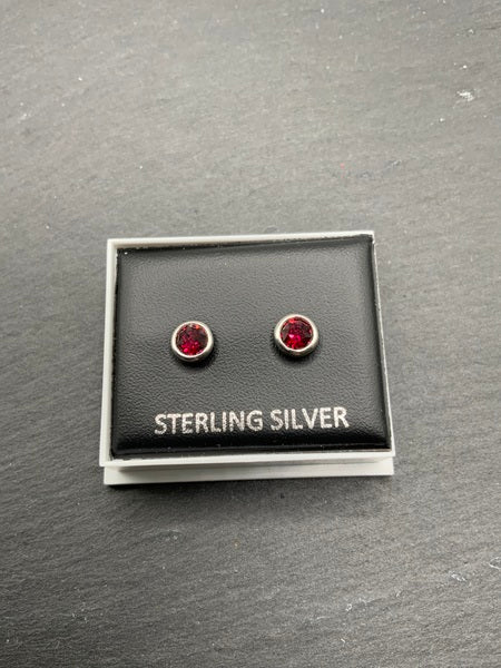 (224) Ruby Sterling Silver Studs