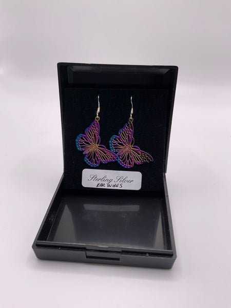 (224) Rainbow Small Butterflies Earrings