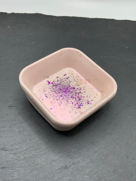 (261) Square Pink Shimmer Jesmonite Trinket Dish