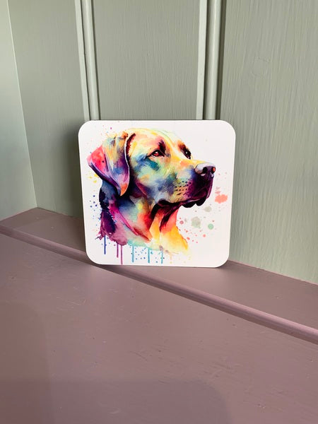 Labrador Dog Mug & Coaster Rainbow Design 1