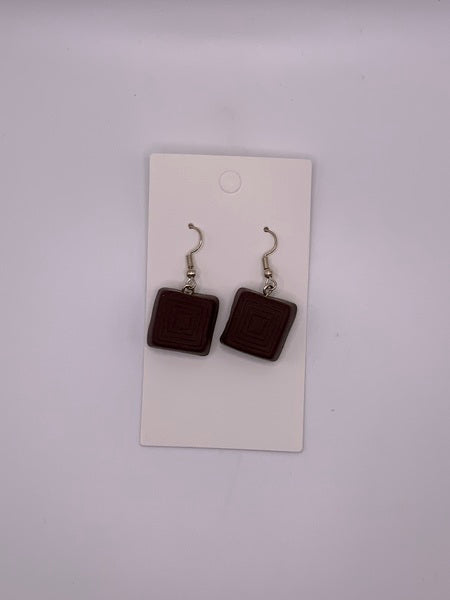 (106) Square Chocolate Earrings