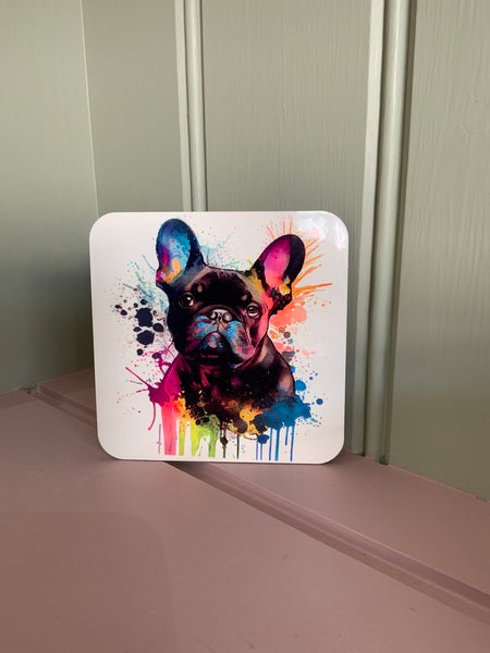 French Bulldog Dog Mug & Coaster Rainbow Design 1
