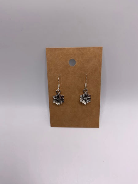 (224) Double Layer Flower Earrings On Sterling Silver Ear Wires