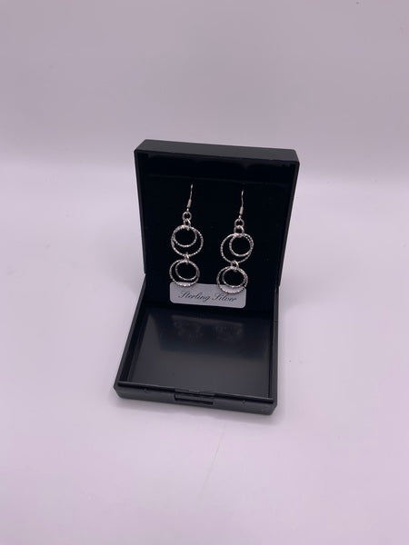 (224) Sterling Silver 2 Circle Earrings