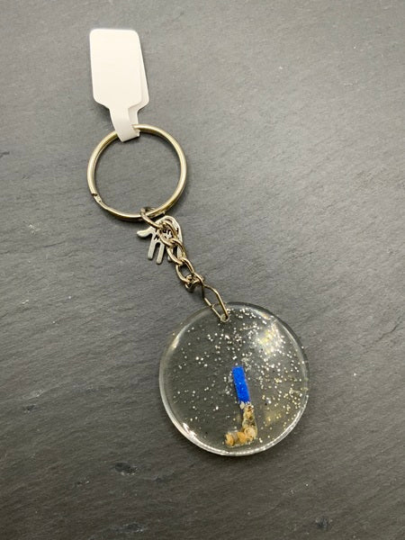 (261) Beach Resin Letter Keyring - J - Glitter