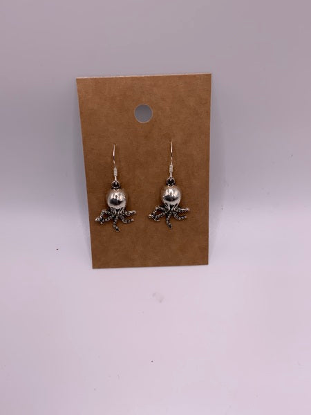 (224) Octopus Earrings - Sterling Silver Ear Wires