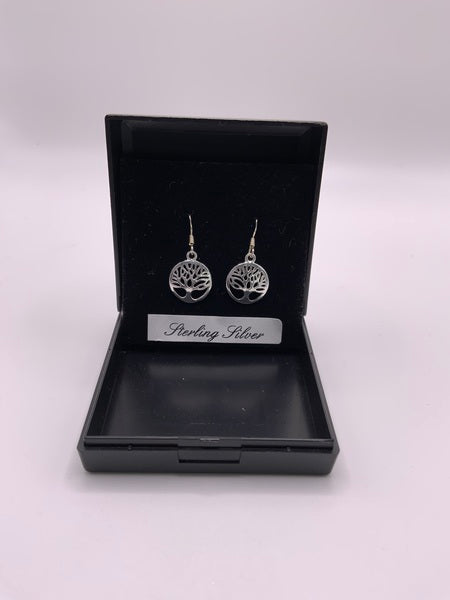 (224) Sterling Silver Domed Tree Earrings